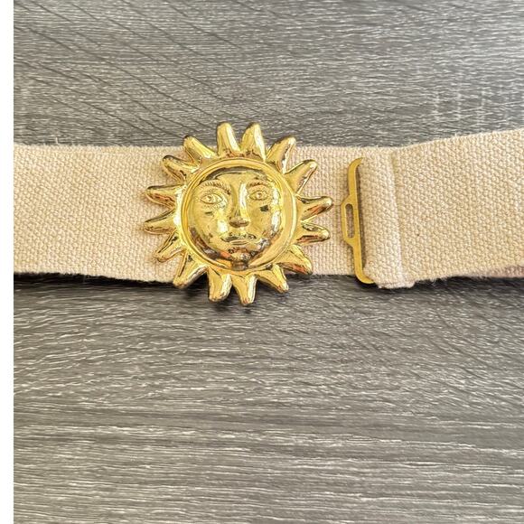 Vintage Gold Tone Sun Belt Stretch Size Small Medium - Picture 3 of 6